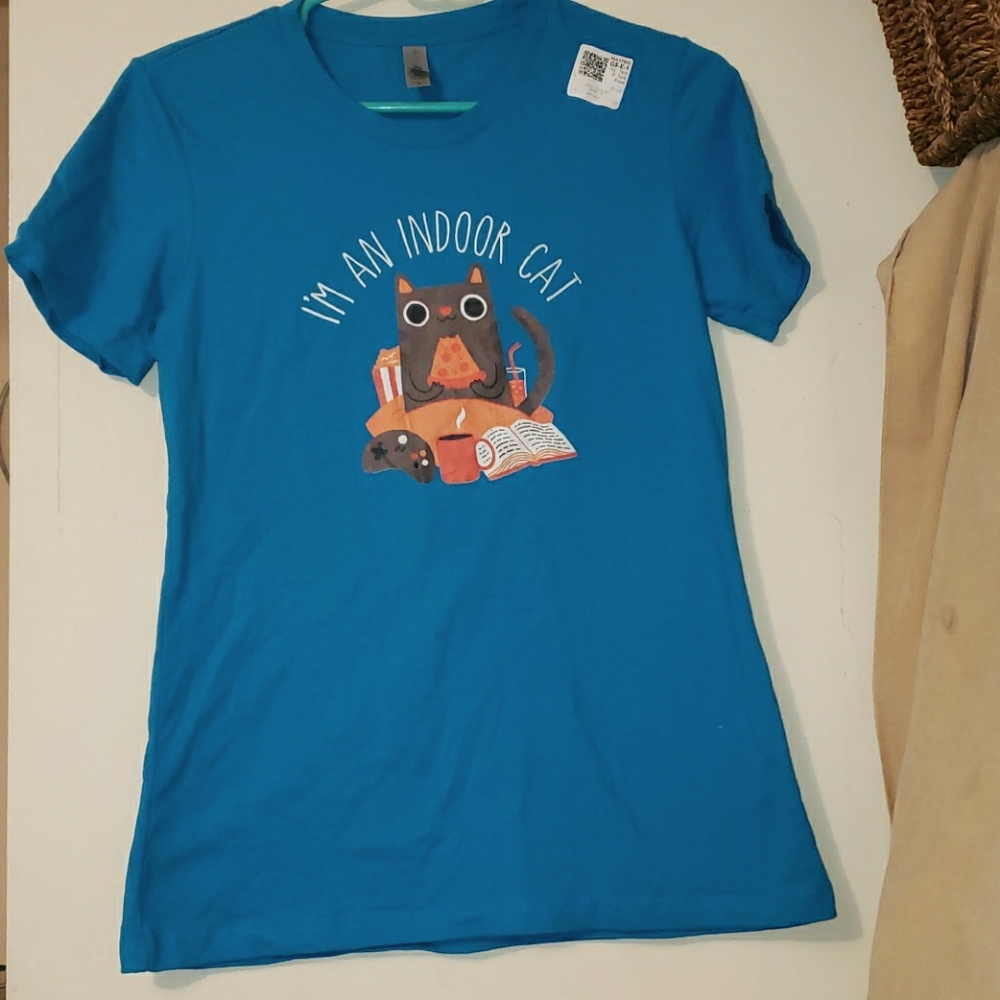 "I'm an Indoor Cat" turquoise women's T-shirt